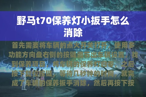 野马t70保养灯小扳手怎么消除