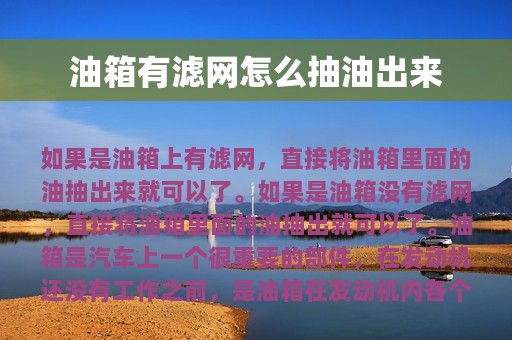 油箱有滤网怎么抽油出来