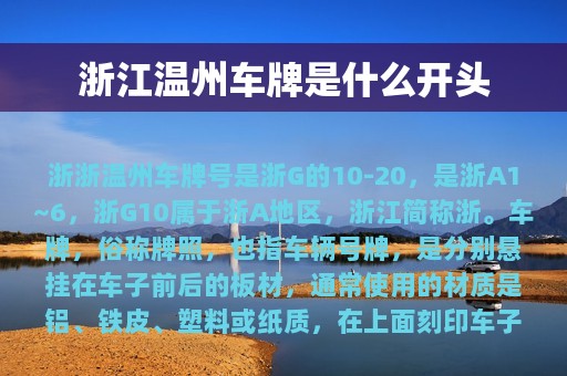 浙江温州车牌是什么开头