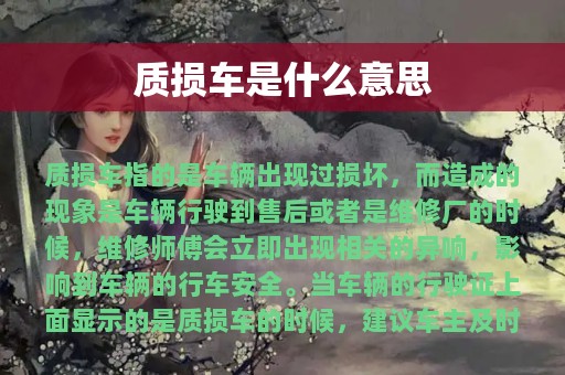 质损车是什么意思