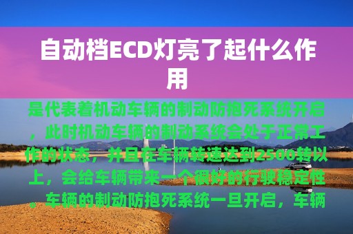 自动档ECD灯亮了起什么作用