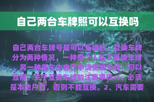 自己两台车牌照可以互换吗