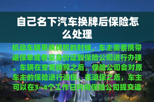 自己名下汽车换牌后保险怎么处理