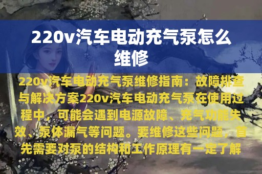 220v汽车电动充气泵怎么维修