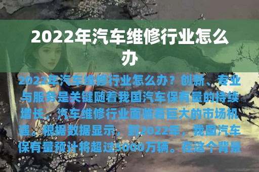 2022年汽车维修行业怎么办