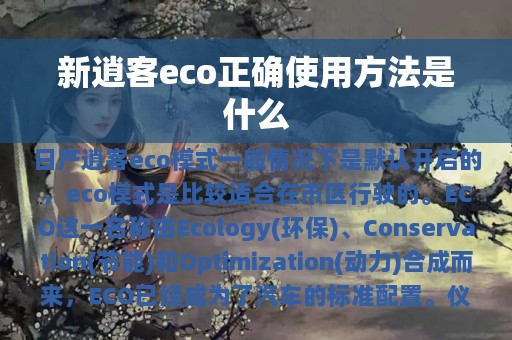 新逍客eco正确使用方法是什么