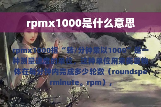 rpmx1000是什么意思