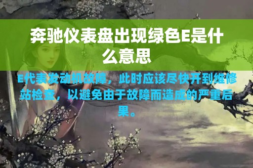 奔驰仪表盘出现绿色E是什么意思