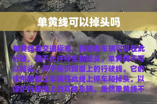 单黄线可以掉头吗