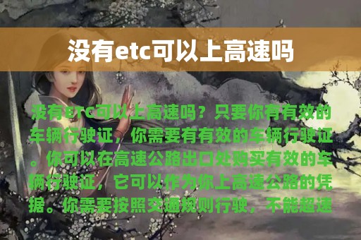 没有etc可以上高速吗