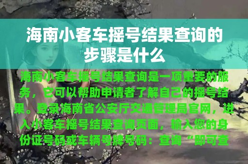 海南小客车摇号结果查询的步骤是什么