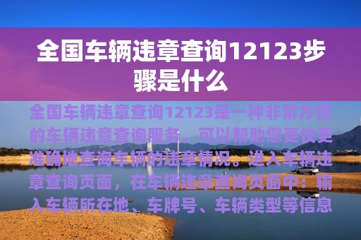 全国车辆违章查询12123步骤是什么