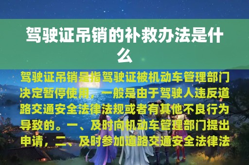 驾驶证吊销的补救办法是什么