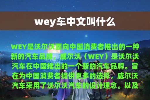 wey车中文叫什么