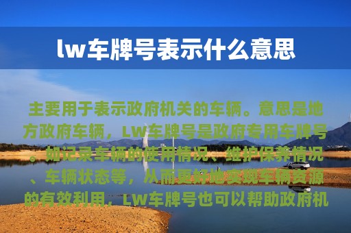 lw车牌号表示什么意思