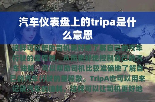 汽车仪表盘上的tripa是什么意思