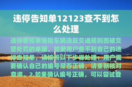 违停告知单12123查不到怎么处理