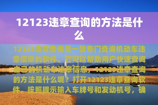 12123违章查询的方法是什么