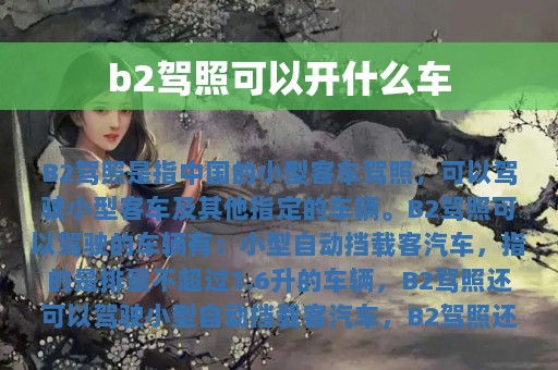 b2驾照可以开什么车