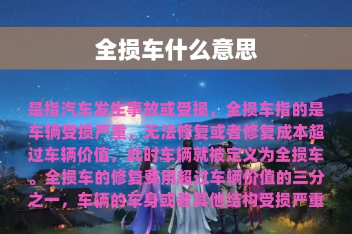 全损车什么意思