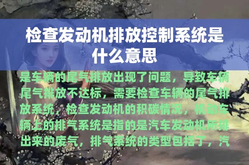 检查发动机排放控制系统是什么意思