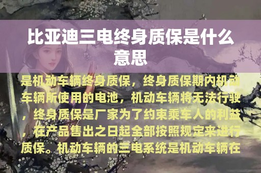 比亚迪三电终身质保是什么意思