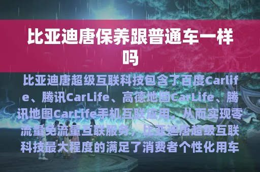 比亚迪唐保养跟普通车一样吗