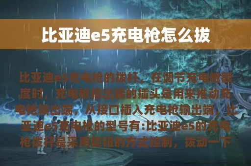 比亚迪e5充电枪怎么拔