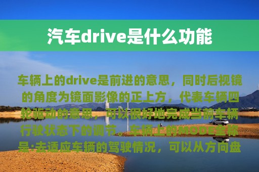 汽车drive是什么功能