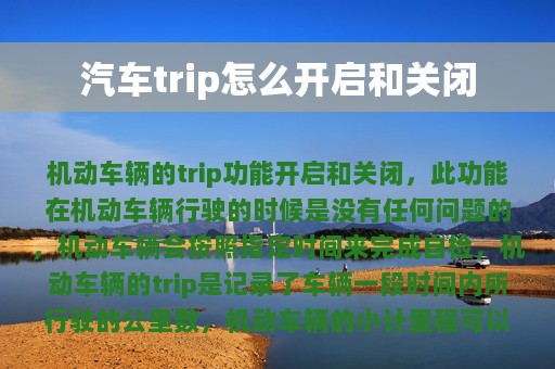 汽车trip怎么开启和关闭