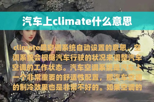 汽车上climate什么意思