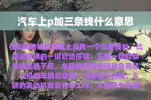 汽车上p加三条线什么意思