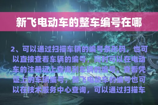 新飞电动车的整车编号在哪