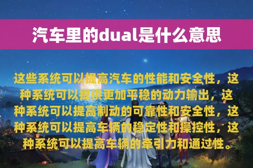 汽车里的dual是什么意思