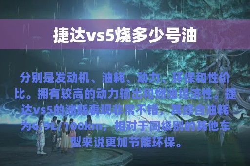 捷达vs5烧多少号油