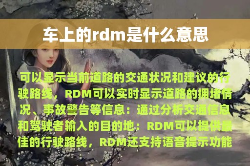 车上的rdm是什么意思