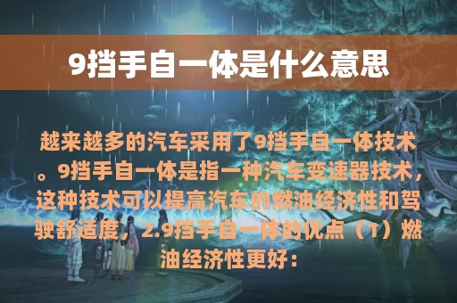 9挡手自一体是什么意思