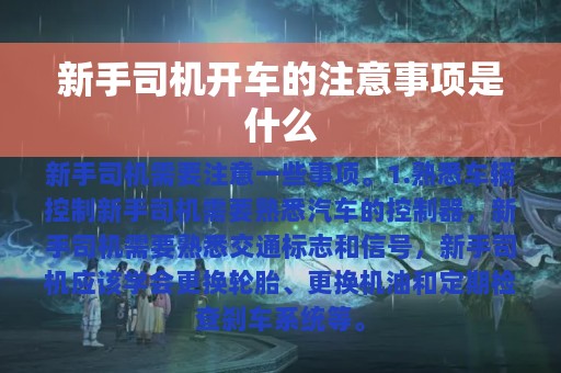 新手司机开车的注意事项是什么