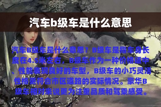 汽车b级车是什么意思