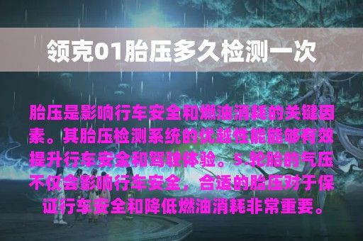 领克01胎压多久检测一次