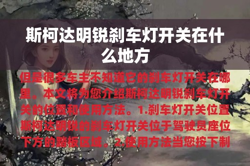 斯柯达明锐刹车灯开关在什么地方