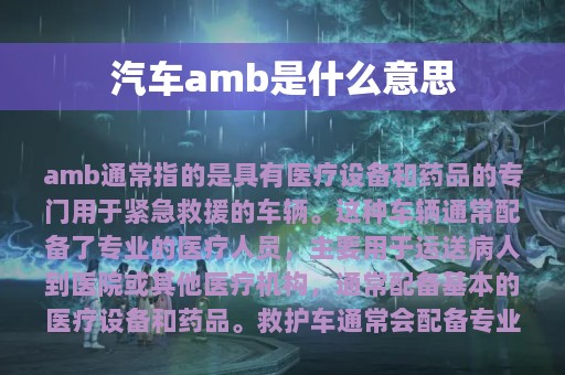 汽车amb是什么意思