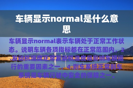 车辆显示normal是什么意思