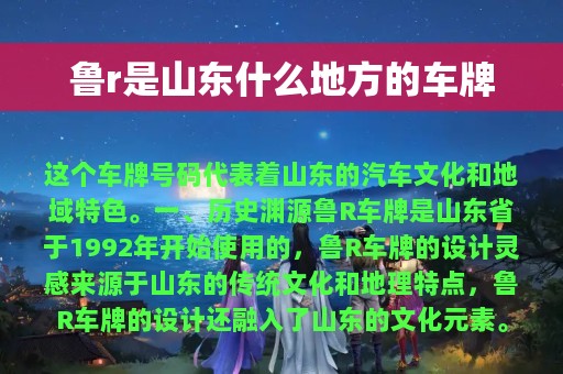 鲁r是山东什么地方的车牌