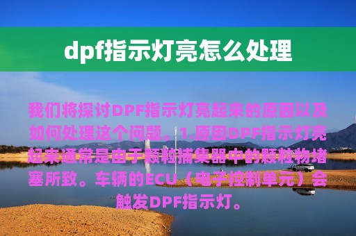 dpf指示灯亮怎么处理