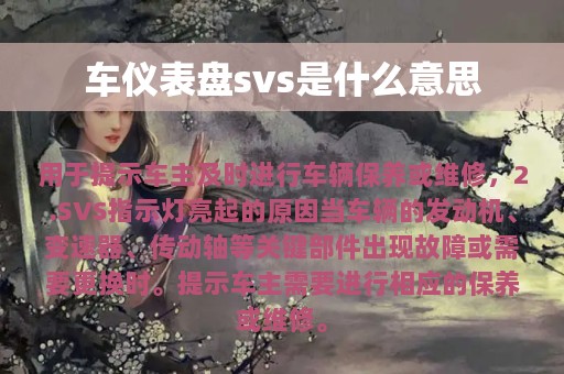 车仪表盘svs是什么意思