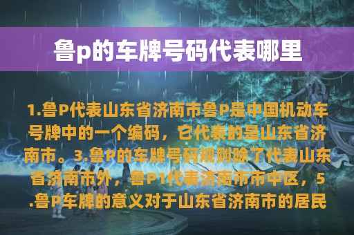 鲁p的车牌号码代表哪里