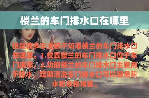 楼兰的车门排水口在哪里