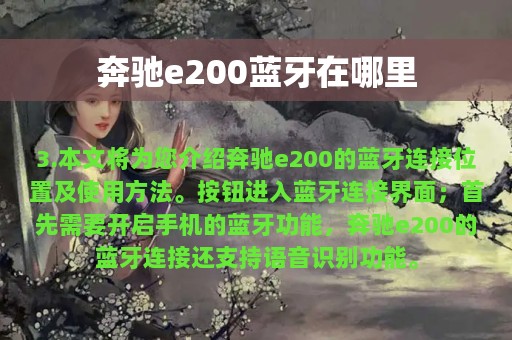 奔驰e200蓝牙在哪里