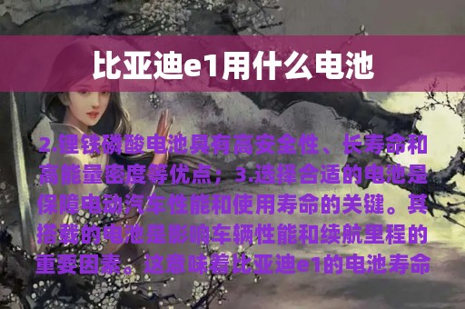 比亚迪e1用什么电池